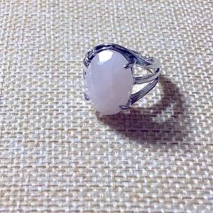Sterling Silver Faceted Rose Quartz Adjustable Ring